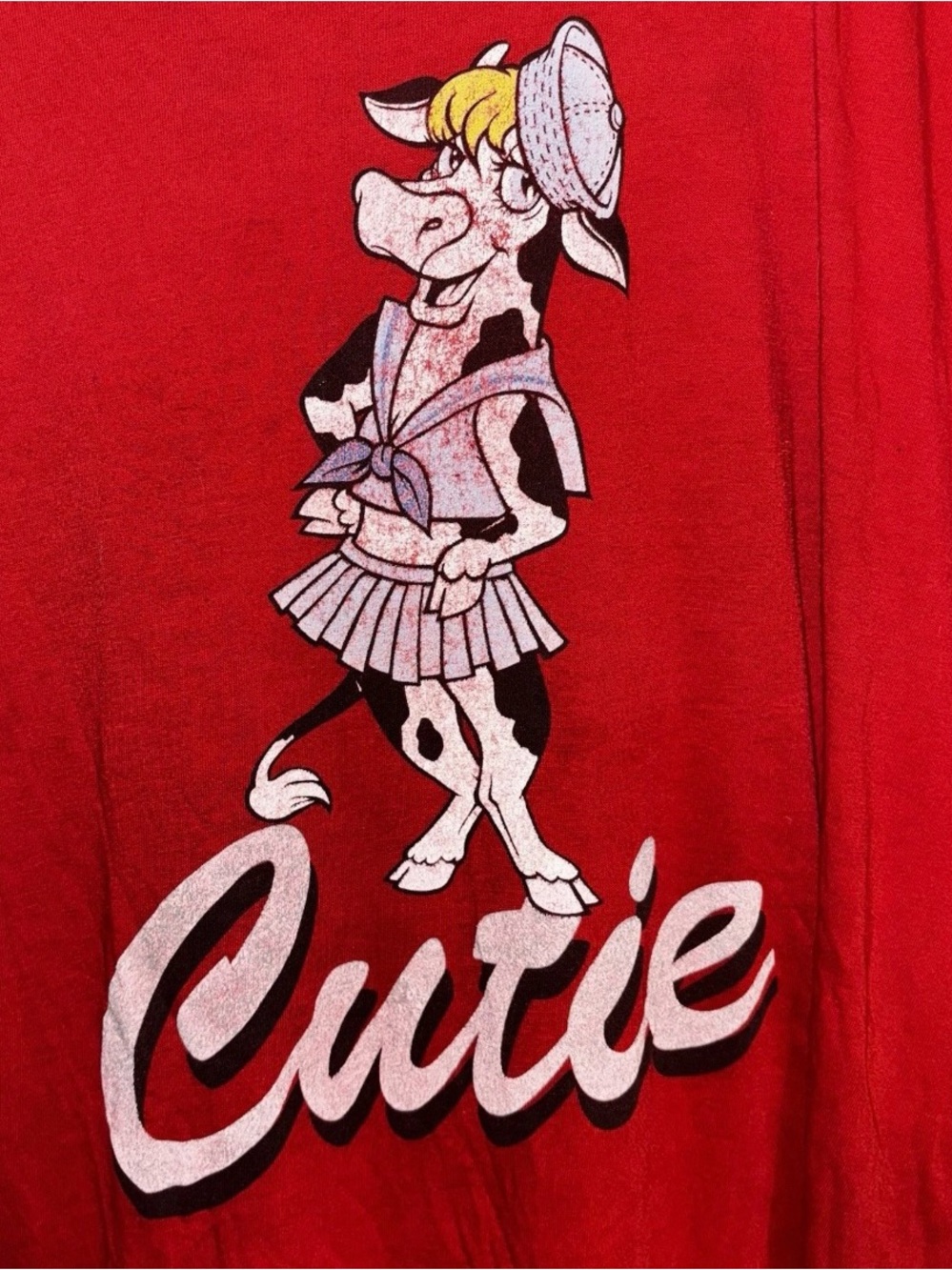 Vintage 80s Nightgown Cutie Sailor Cow Cartoon Graphic Night Sleep Shirt